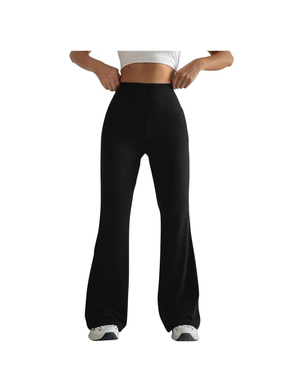 Women's High Waisted Solid Color Micro Flare Yoga Leggings Butt Lifting Retro Pants