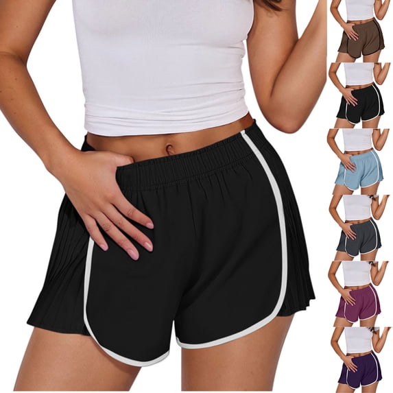 Women's High Waisted Sports Shorts Elastic Waist Lightweight Shorts Comfy Side Ruffled Summer Running Yoga Exercise Bottoms