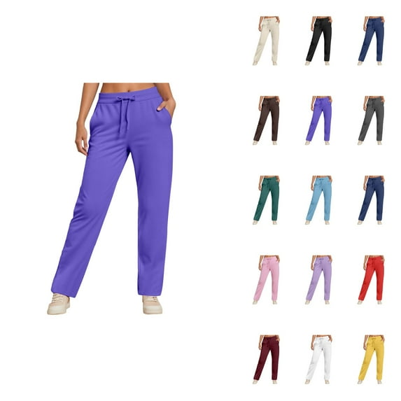 Women's High Waisted Straight Leg Corduroy Pants – Elastic Waist, Pockets, Comfortable Vintage Casual Trousers for Fall Winter Daily & Work Wear