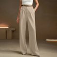 thumbnail image 1 of Women's High Waisted Straight Leg Dress Pants, Business Casual Work Slacks for Women, Solid Color Relaxed Fit Trouser Pants for Spring Summer Work Travel Beige L, 1 of 4