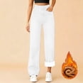 thumbnail image 1 of Women's High Waisted Straight Leg Jeans, Fleece Lined Warm Winter Jeans, Bootcut Denim Pants for Everyday Wear, Cold Weather and Versatile Outfits White XXXL, 1 of 5