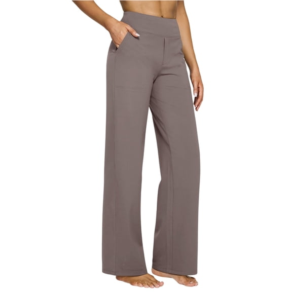 Women's High Waisted Straight Leg Loose Yoga Pants Casual Lounge Trousers with Wide Waistband for Comfort Daily Wear Side Pockets Relaxed Fit Soft Camel XL
