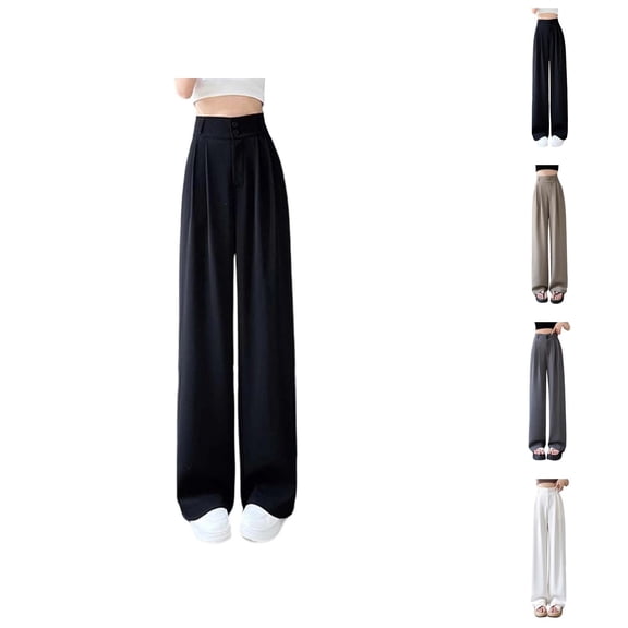 Women's High Waisted Straight Leg Pants Flowy Wide Leg Trousers Soft Chiffon Casual Comfortable Lightweight Breathable for Everyday Activities