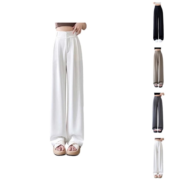 Women's High Waisted Straight Leg Pants Flowy Wide Leg Trousers Soft Chiffon Casual Comfortable Lightweight Breathable for Everyday Activities