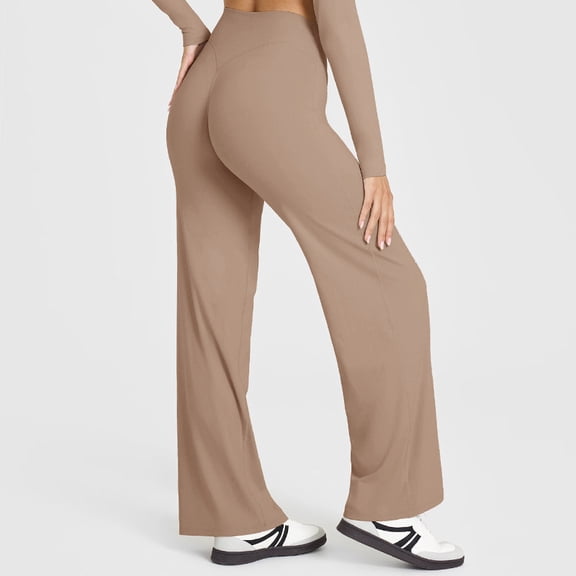 Women’s High-Waisted Straight Leg Yoga Pants – Loose Fit Slimming Activewear Stretch Workout Lounge Pants