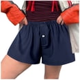 thumbnail image 1 of Women's High Waisted Stretchy Casual Summer Shorts Cute Soft Elastic Low Waist Plaid Print Button Front Pajama Bottoms Boxer Sleepwear Beach Vacation Trendy 2025 S-XL, 1 of 5