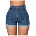 thumbnail image 1 of Women's High Waisted Stretchy Denim Bermuda Ripped Jeans Shorts Summer Pants Sexy Jeans Slim Splice Denim Beach Bottom Baggy Dressy Casual Womens Jorts S-3XL, 1 of 4