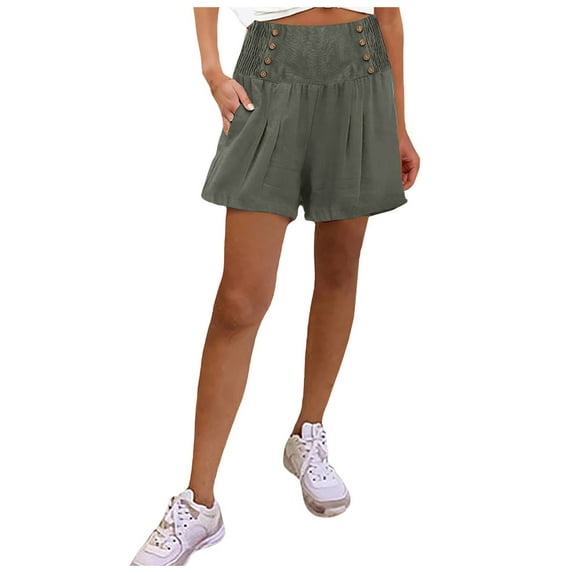 Women's High Waisted Stretchy Denim Bermuda Shorts Elastic Wide Leg Pants Summer Solid Color Palazzo Trousers Casual Summer Jean Shorts with Pockets S-2XL