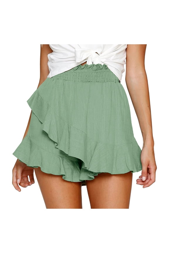 Women's High Waisted Stretchy Denim Bermuda Shorts Skate Skirt Mini Wrap Skirt Beach Flowing Linen Cotton Summer Trendy Casual Shorts S-XL