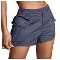 thumbnail image 1 of Women's High Waisted Stretchy Denim Bermuda Shorts Spring Summer Chic Button Front Relaxed Fit Elastic Waistband Solid Cargo Casual Summer Flowy Shorts with Pockets XS-XL, 1 of 9