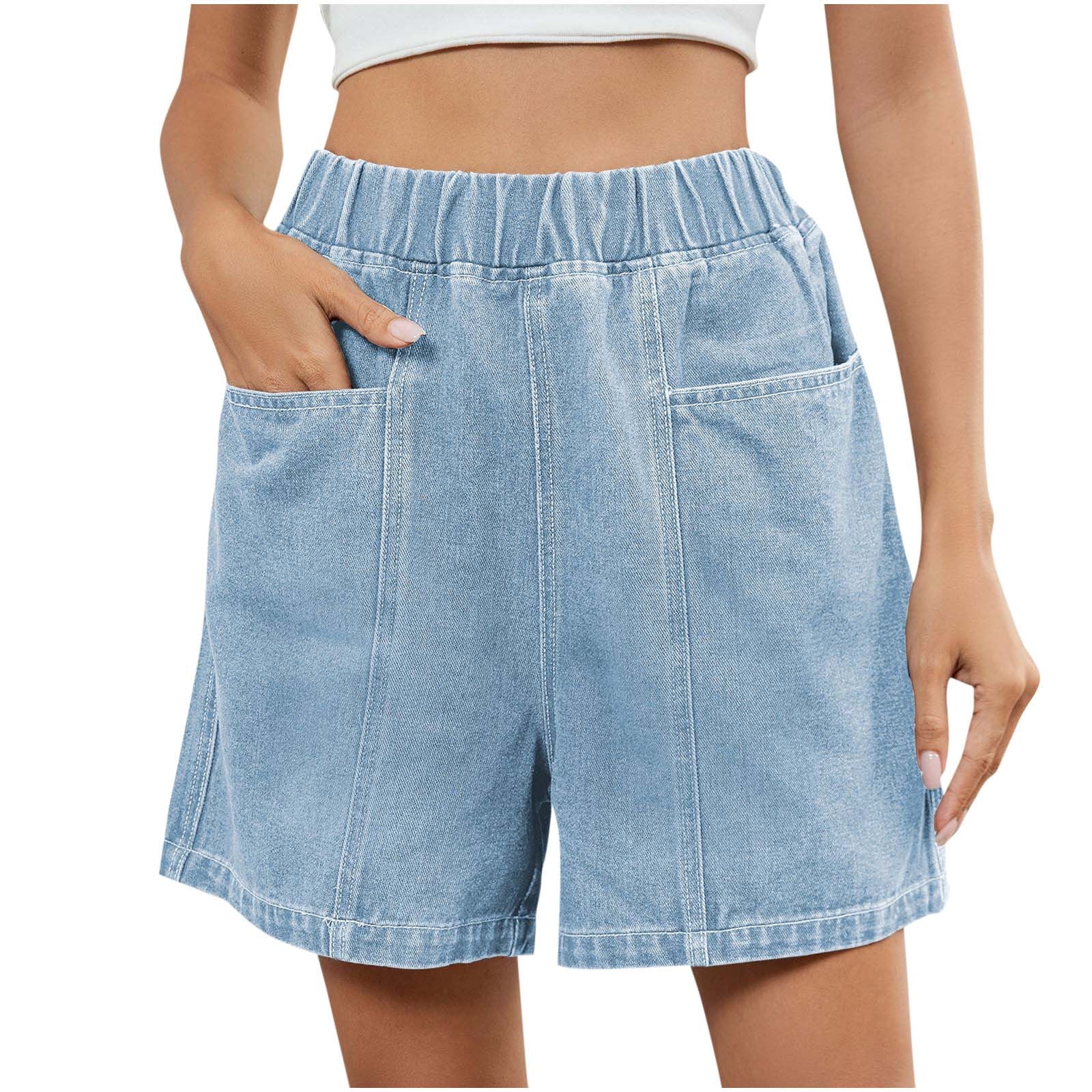 Stretch hollow design high waist denim shorts women main image 1