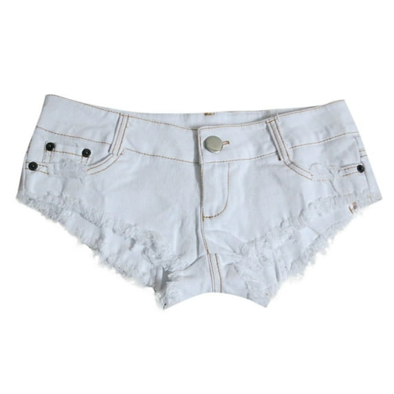 Women's High Waisted Stretchy Summer Shorts Cowboy Woolen Fringe Tight Fitting Pants Nightclub Pole Dance Ultra Low Waist Sexy Pants Casual Jean Shorts S-2XL