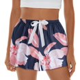 thumbnail image 1 of Women's High Waisted Stretchy Summer Shorts Pajama Soft Sleep Lightweight Printed Bow Elastic Waist Lounge Pj Bottoms Casual Jean Shorts One-Size, 1 of 4