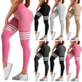 thumbnail image 1 of Women's High Waisted Striped Leggings, Butt Lifting Yoga Running Pants, Quick-Dry Breathable Workout Pants for Fitness, Outdoor, Travel and Casual Wear-Black, 1 of 8