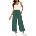 thumbnail image 1 of Women's High Waisted Sweatpants, Cropped Wide Leg Joggers with Elastic Drawstring, Casual Lounge Pants for Women, Soft Athletic Cropped Pants for Sport and Home Light Green S, 1 of 3