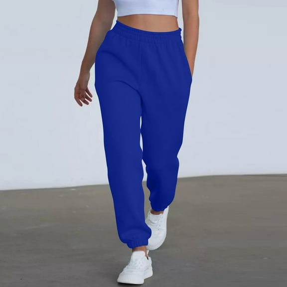 Women's High Waisted Sweatpants Fashion Casual Jogger Pants Solid Color with Pockets Comfortable Loose Fit Lounge Bottoms