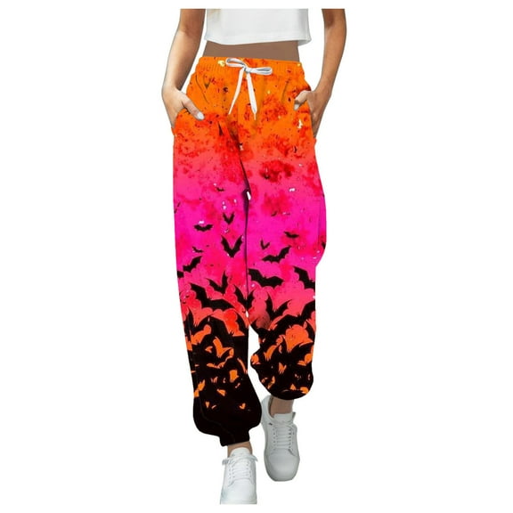 Women's High Waisted Sweatpants Printed Workout Active Joggers Pants Baggy Cinch Bottoms Trousers