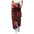 thumbnail image 1 of Women's High Waisted Sweatpants Printed Workout Active Joggers Pants Baggy Cinch Bottoms Trousers, 1 of 5