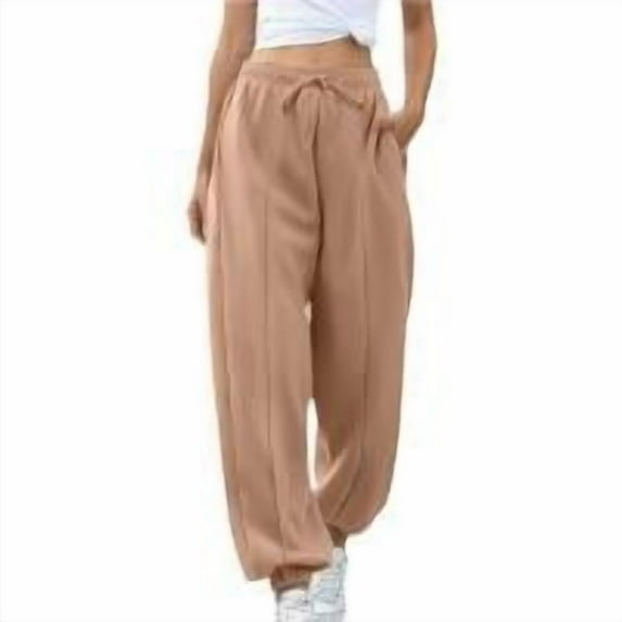 Women's High Waisted Sweatpants Workout Active Casual Solid Color Jogger Workout Loose Pants Brown (S-2XL)