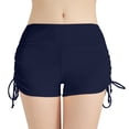 thumbnail image 1 of Women's High Waisted Swim Board Shorts (Available in Plus) Side Drawstring Swimsuit Bottoms Black L, 1 of 5