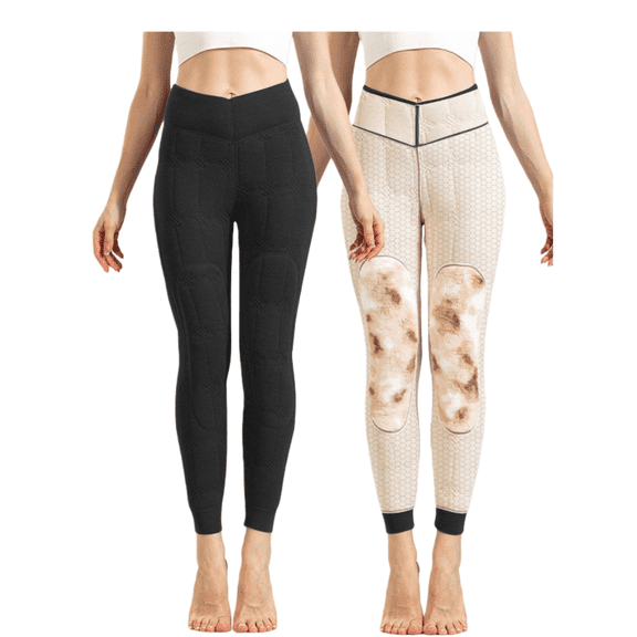 Women’s High-Waisted Thermal Fleece Lined Pants, 100% Wool Warm Leggings with Thickened Waist & Knee Protection, Winter Inner/Outer Wear Slim Base Layer