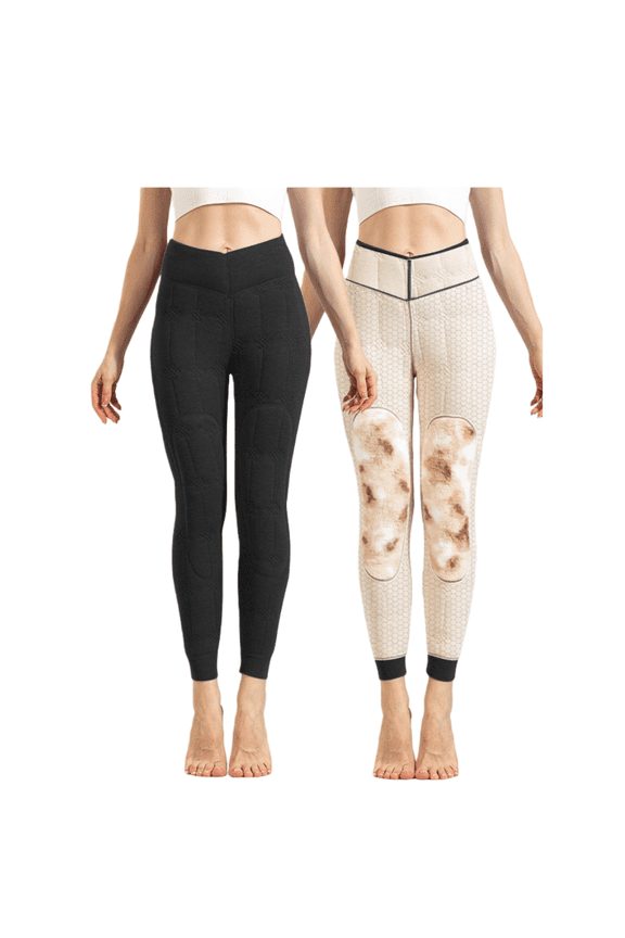 Women’s High-Waisted Thermal Fleece Lined Pants, 100% Wool Warm Leggings with Thickened Waist & Knee Protection, Winter Inner/Outer Wear Slim Base Layer