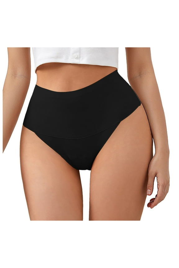 Women's High Waisted Thongs Panties - Lightweight Soft Stretch High Cut Underwear with T-Back Design