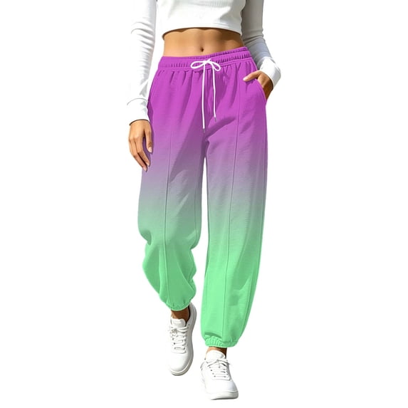 Women's Joggers with Pockets Plus Size Sweatpants High Waisted Tie Dye Drawstring Cuffed Casual