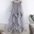 thumbnail image 1 of Women's High Waisted Tulle Maxi Skirt Multi Tiered Layered Mesh A-Line Long Skirt Ruffle Trim Flowy Elegant Princess Skirt For Photography Party Wedding, 1 of 5