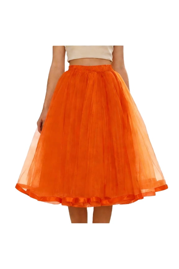 Women's High Waisted Tulle Midi Skirt A-Line Layered Mesh Tutu Skirt Fluffy Puffy Swing Skirts Elegant Vintage Style For Party Cocktail Evening Wedding Guest