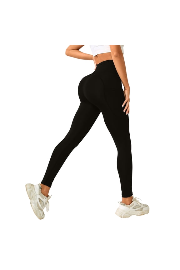Women's High Waisted Tummy Control Leggings – Cellulite Smoothing Yoga Pants with Stretchy Athletic Fit, Running & Casual Footless Tights(Black,L)