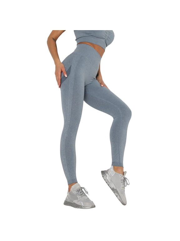 Women's High Waisted Tummy Control Power Flex Yoga Pants Solid Stretchy Shapewear Leggings Performance Tights L