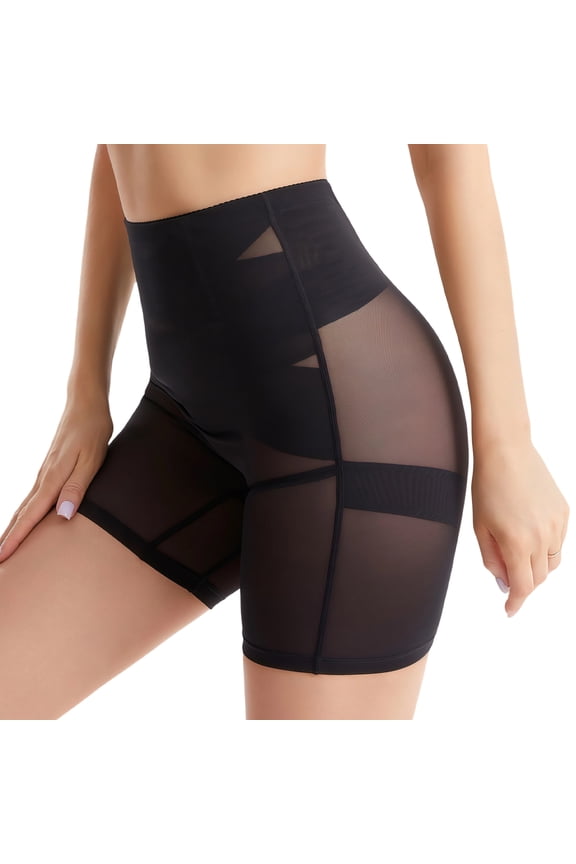 Women's High Waisted Tummy Control Shapewear Shorts, Seamless Mesh Butt Lifter Safety Shorts