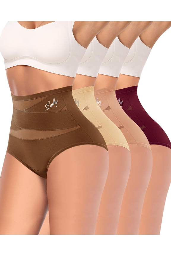Women's High Waisted Underwear 4-Pack – Postpartum Recovery & Tummy Control Panties, Full Coverage Breathable Compression Briefs for All-Day Comfort