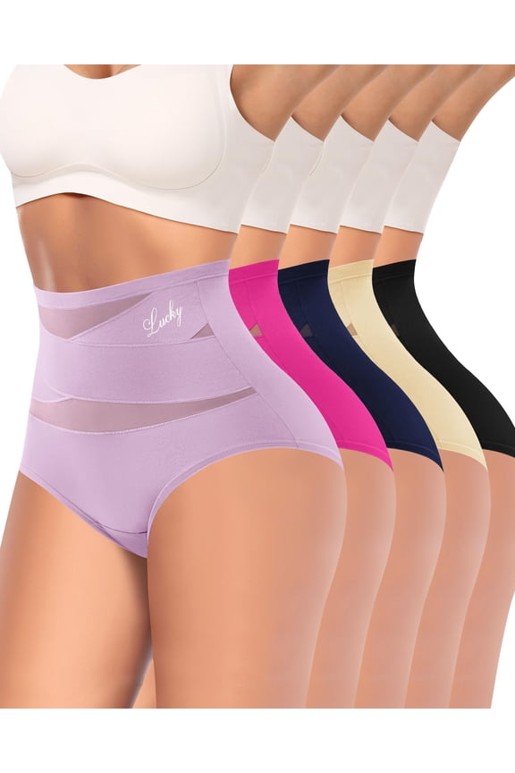 Women's High Waisted Underwear 5-Pack – Postpartum Recovery & Tummy Control Panties, Full Coverage Breathable Compression Briefs for All-Day Comfort
