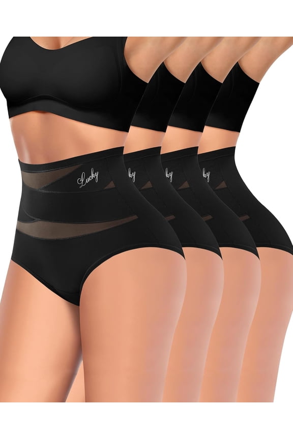 Women's High Waisted Underwear Full Coverage Compression Briefs 4/5 Packs Panties Postpartum Comfortable