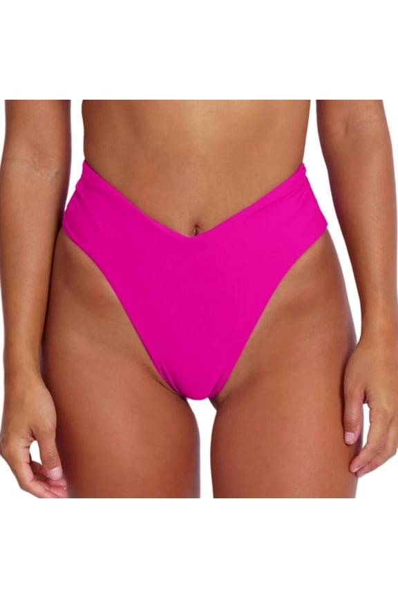 Women's High Waisted V-Cut Bikini Bottom High Cut Swimsuit Bathing Suit