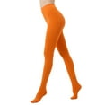 thumbnail image 1 of Women's High Waisted Velvet Opaque Tights Skinny Sheer Like Bare Leg Effect Stockings Orange S, 1 of 3