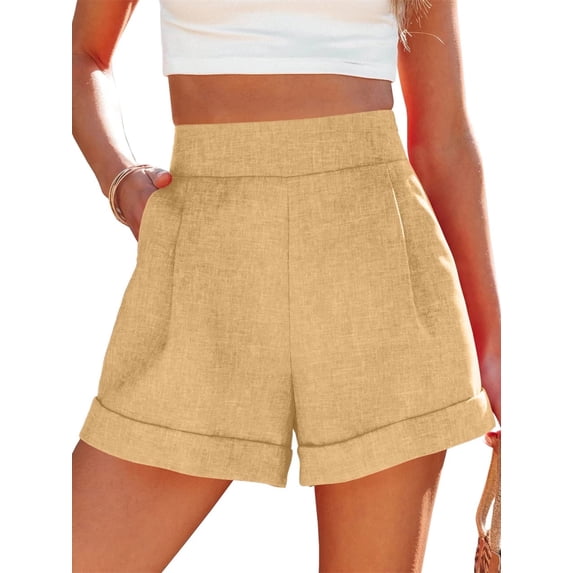 Women's High Waisted Wide Leg Bermuda Shorts - Lightweight Summer Workwear Casual Shorts with Pockets