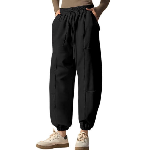 Women's High Waisted Wide Leg Casual Jogger Pants With Pockets Comfortable Sweatpants For Spring Fall Outdoor Running