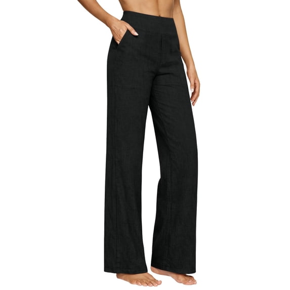 Women's High Waisted Wide Leg Casual Pants with Elastic Waist Loose Fit Lounge Trousers