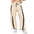 thumbnail image 1 of Women's High Waisted Wide Leg Casual Pants with Side Stripe Drawstring Elastic Waist Loose Fit, 1 of 8