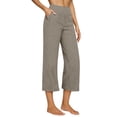 thumbnail image 1 of Women's High Waisted Wide Leg Cropped Pants Casual Elastic Waist Capri Pants with Pockets, 1 of 8