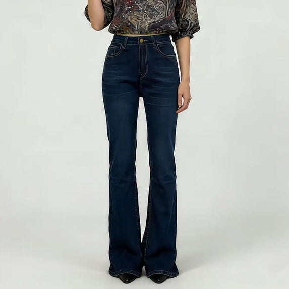 Women's High Waisted Wide Leg Distressed Jeans Ripped Denim Pants