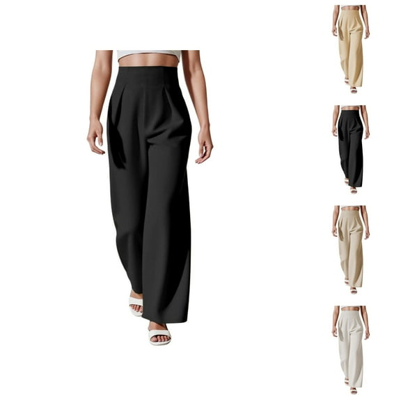 Women's High Waisted Wide Leg Dress Pants Elegant Casual Trousers Flowy Comfortable Stretchy Work Attire for Business and Everyday Use
