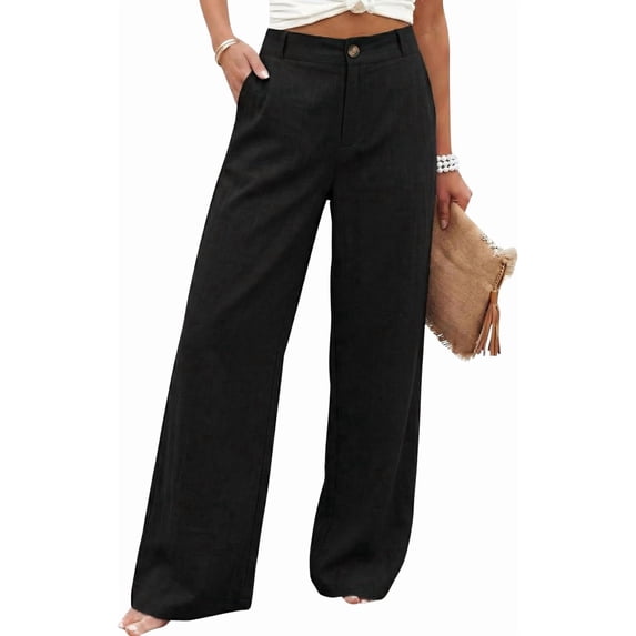Women's High Waisted Wide Leg Dress Pants,Solid Business Casual Work Trousers with Pockets