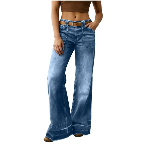 Women’s High Waisted Wide Leg Jeans Baggy Trendy Boyfriend Wash Jeans Loose Stretchy Curve Denim Pants