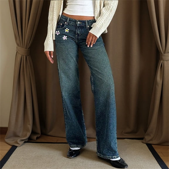 Women's High Waisted Wide Leg Jeans, Retro Style Slimming Denim Pants with Tummy Control, Casual Loose Fit Stretch Jeans for Daily Wear, Comfortable Cotton Blend Vintage Inspired Jeans for Women