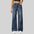 thumbnail image 1 of Women's High Waisted Wide Leg Jeans, Stretchy Denim Pants with Comfortable Baggy Fit, Fashion Casual Trouser for Everyday Wear and Versatile Outfit Combinations Navy M, 1 of 5