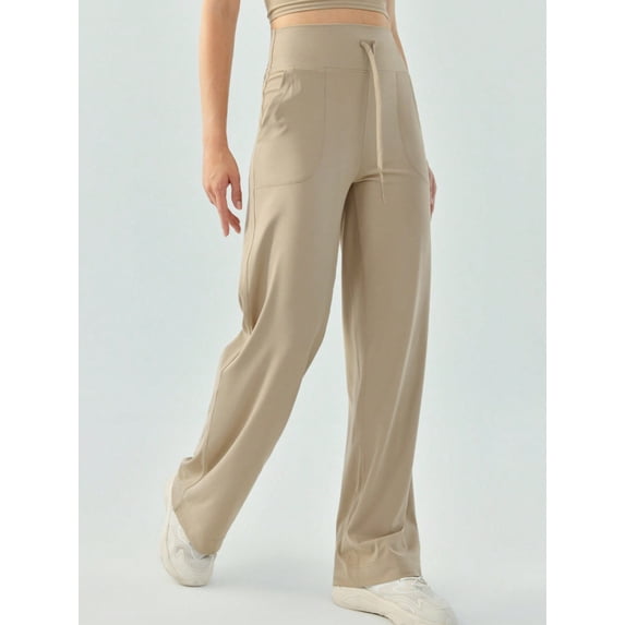 Women's High Waisted Wide Leg Lounge Pants with Drawstring and Pockets